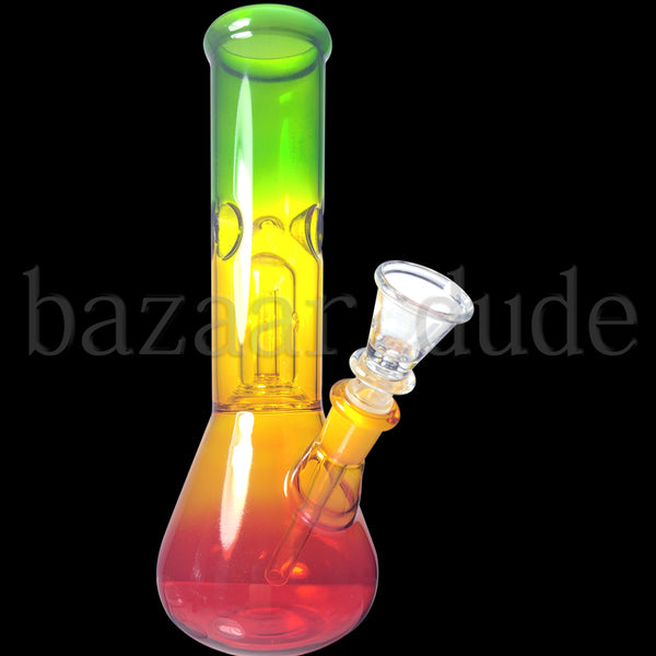 Dome Perc 8" Flask Bong - Green/Yellow/Red