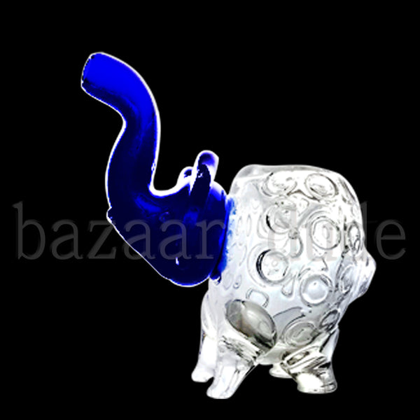 Glass 4" Elephant Pipe - Blue