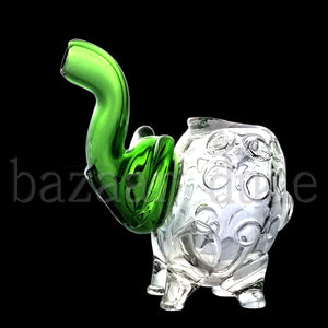 Glass 4" Elephant Pipe - Green