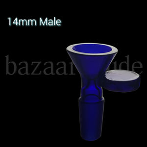 Full Color Paddle Handle Funnel Bowl - Various Colors - 14mm Male - Blue