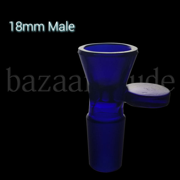 Full Color Paddle Handle Funnel Bowl - Various Colors - 18mm Male - Blue