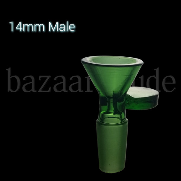 Full Color Paddle Handle Funnel Bowl - Various Colors - 14mm Male - Green