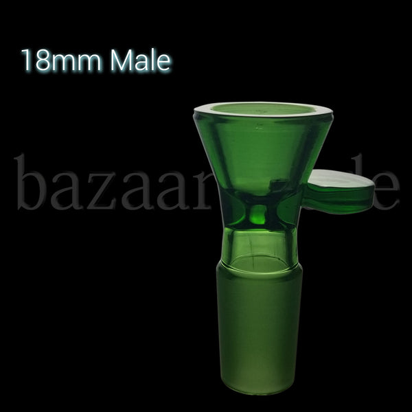 Full Color Paddle Handle Funnel Bowl - Various Colors - 18mm Male - Green