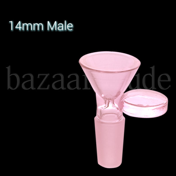 Full Color Paddle Handle Funnel Bowl - Various Colors - 14mm Male - Pink