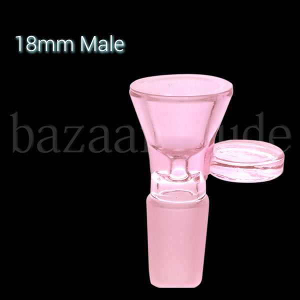 Full Color Paddle Handle Funnel Bowl - Various Colors - 18mm Male - Pink