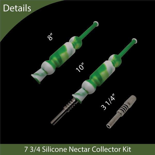 8" Silicone Nectar Collector Kit - Includes Titanium Heat Tube, Tray, & Dab Spoon