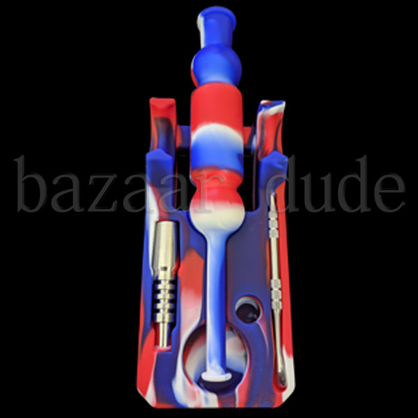 8" Silicone Nectar Collector Kit - Includes Titanium Heat Tube, Tray, & Dab Spoon