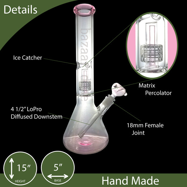 15" Matrix Perc Flask Bong - 50mm x 5mm