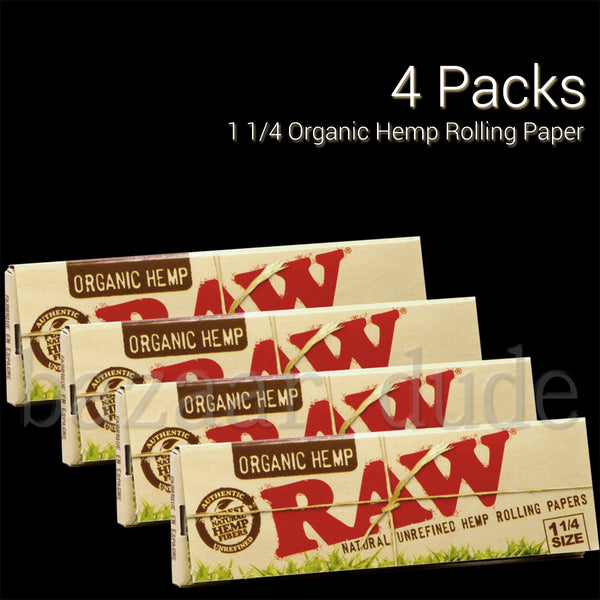 RAW Organic Hemp 1 1/4 Size - Rolling Paper - 4-Pack