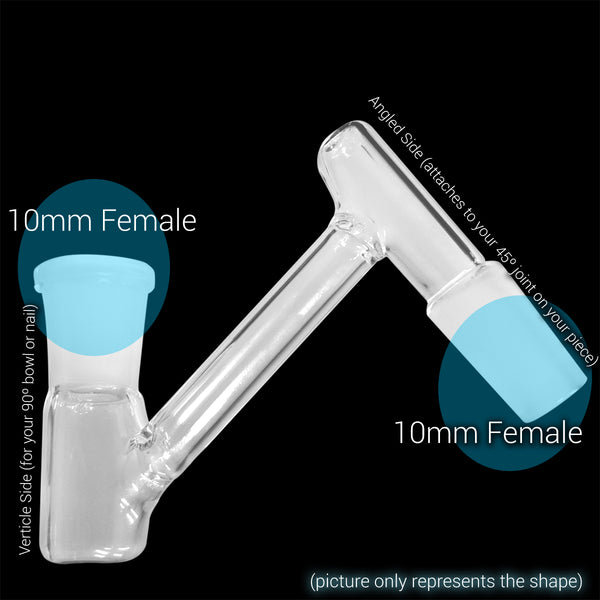 Glass Dropdown - "Z" Shape 45º Angle Converter - 10mm Female / 10mm Female