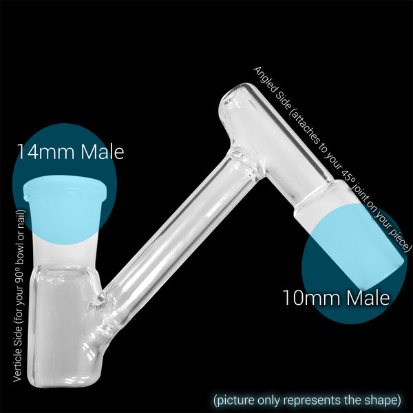 Glass Dropdown - "Z" Shape 45º Angle Converter - 14mm Male / 10mm Male