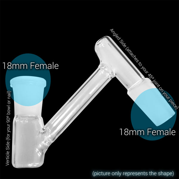 Glass Dropdown - "Z" Shape 45º Angle Converter - 18mm Female / 18mm Female