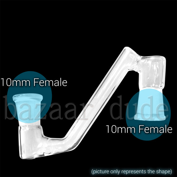 Glass Dropdown - "Z" Shape Extended - 10mm Female / 10mm Female