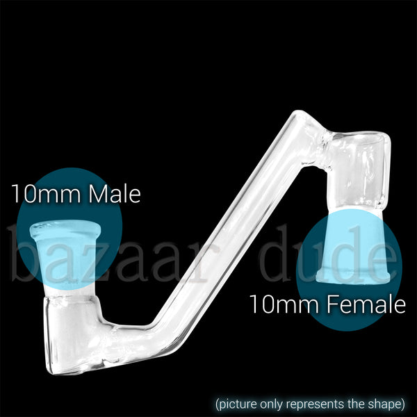 Glass Dropdown - "Z" Shape Extended - 10mm Male / 10mm Male