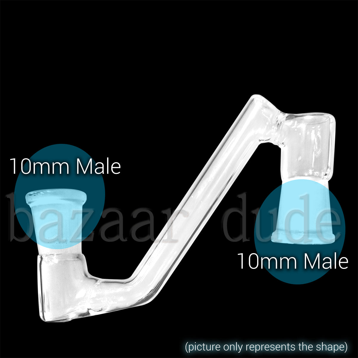 Glass Dropdown - "Z" Shape Extended - 10mm Male / 10mm Male